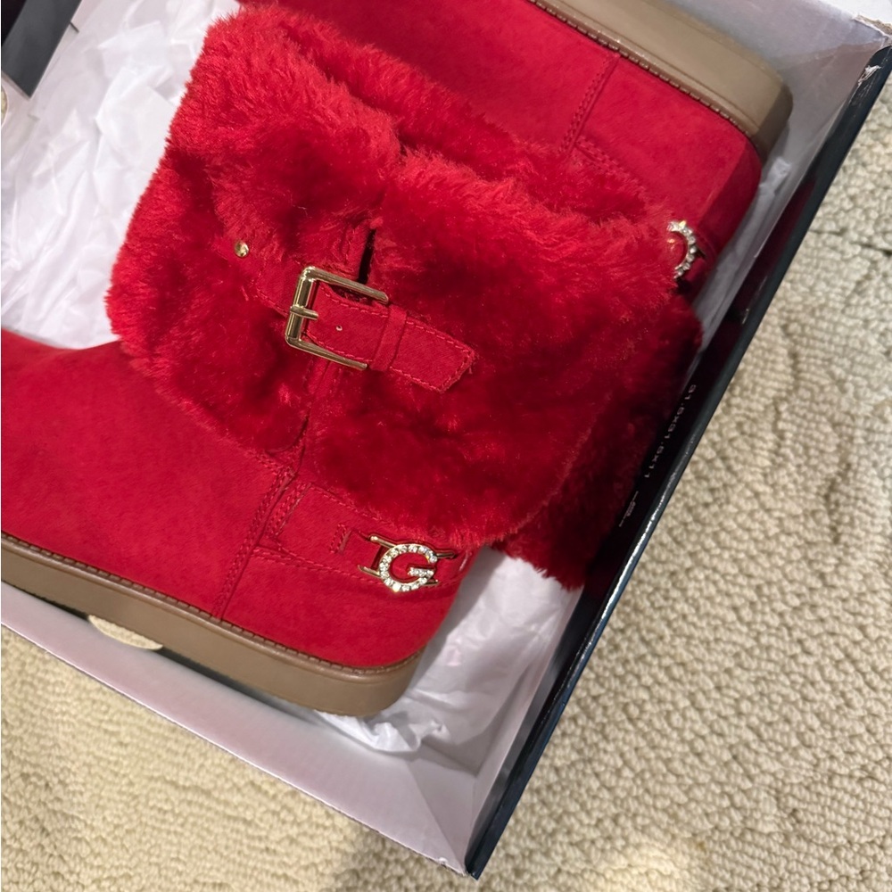 GBG Los Angeles Red Ankle Booties Plush Comfort